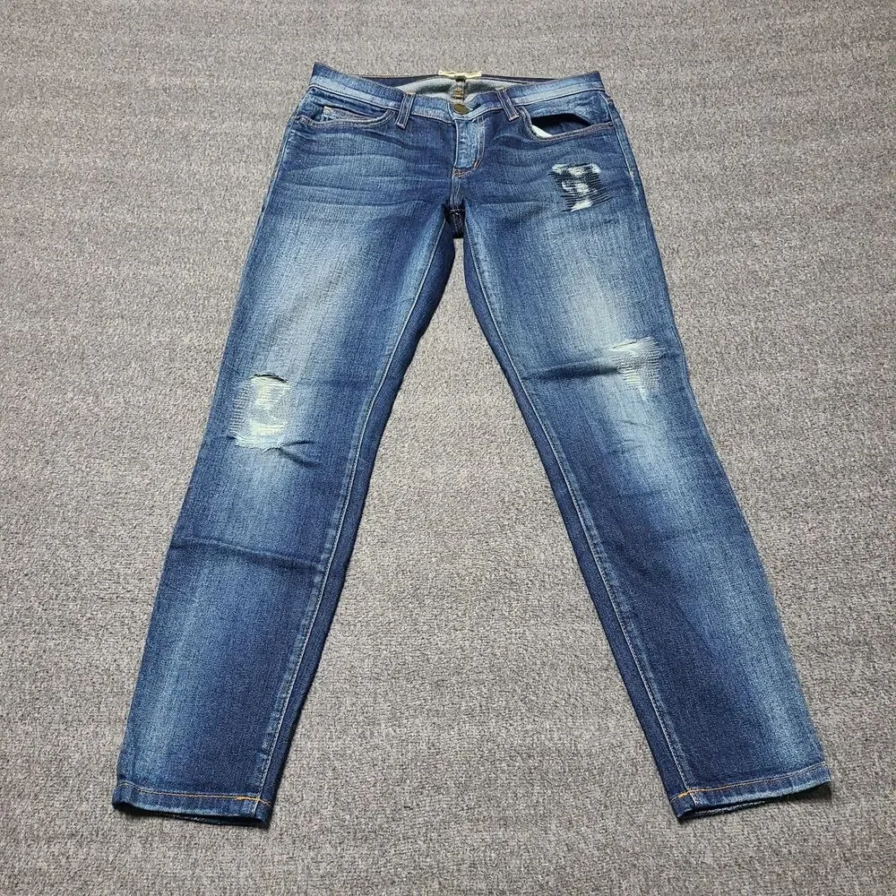 Current Elliott The Stiletto Jeans Old Blue Repair Distressed Size 27